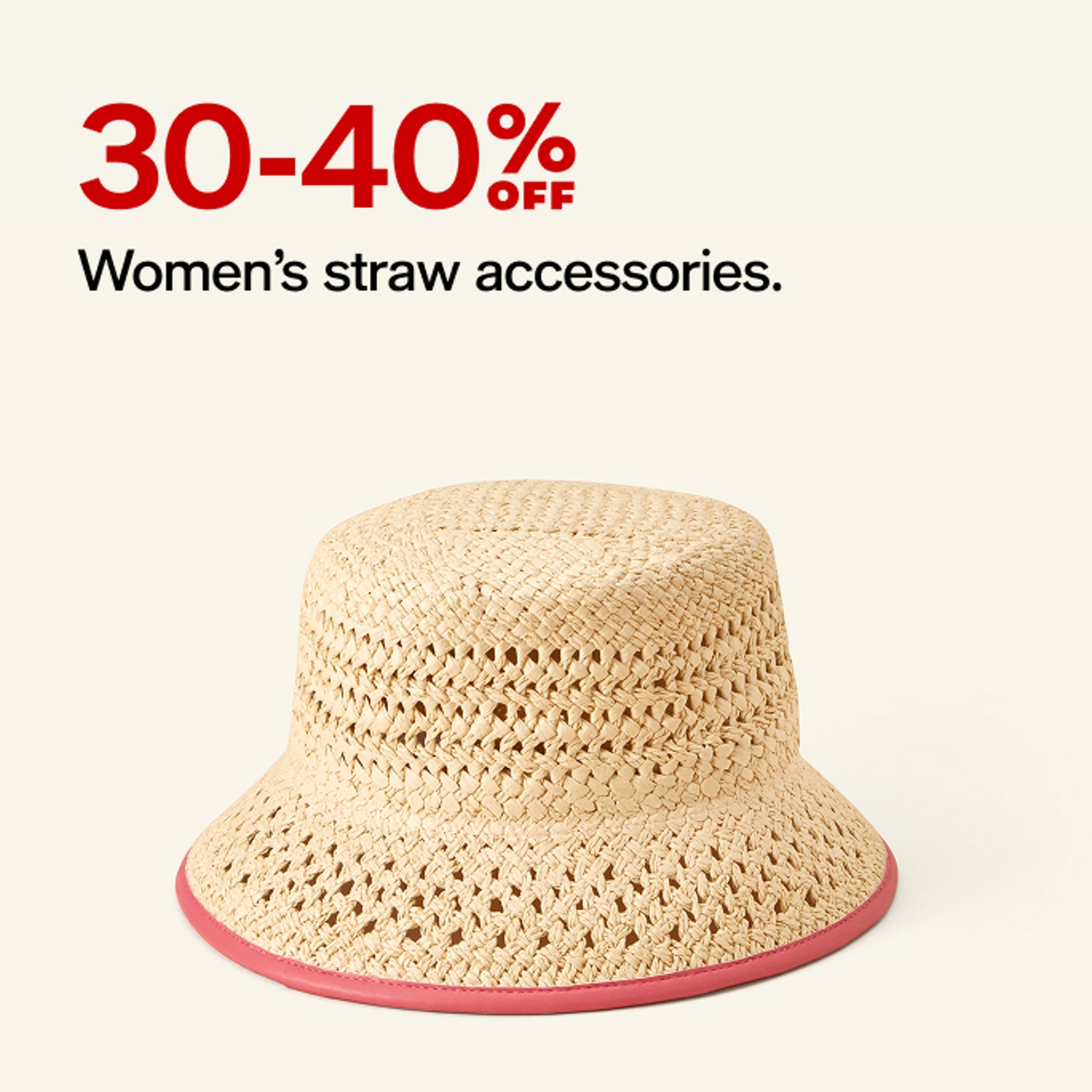 30-40 off women's straw accessories