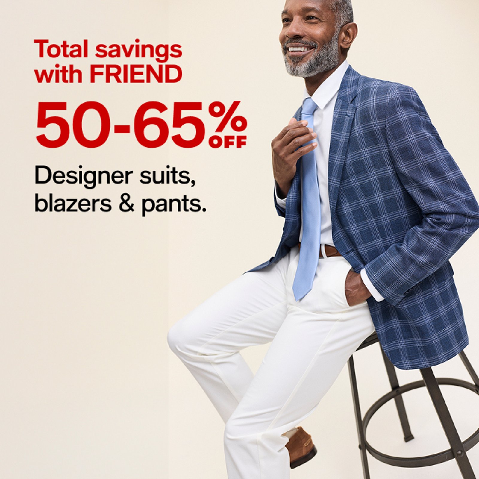 50-65% off Designer suits, blazers & pants