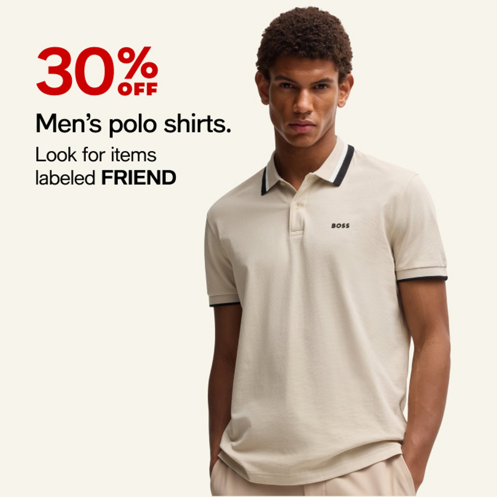 30% off Men's polo shirts