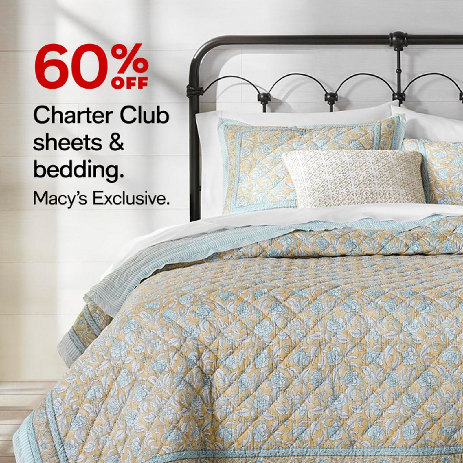 60% OFF Charter Club sheets & bedding.
